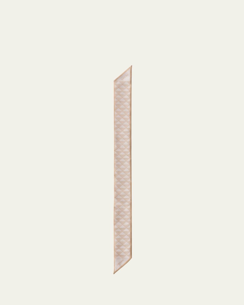 Triangle-Print Silk Twill Skinny Scarf